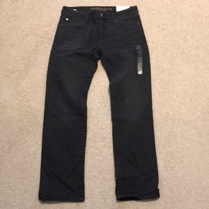 Men’s black wash jeans.